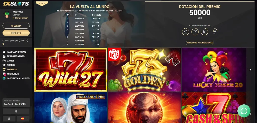 1xslots free spins & torneos