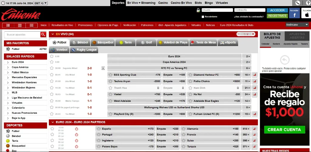 apuestas deportivas Caliente online