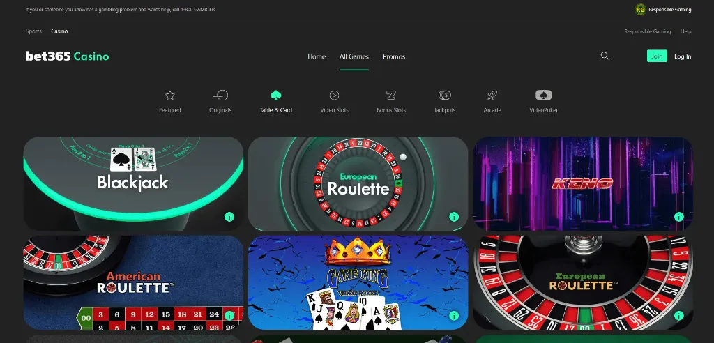 bet365 en vivo - table games